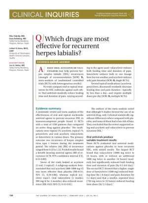 Which Drugs Are Most Effective for Recurrent Herpes Labialis?
