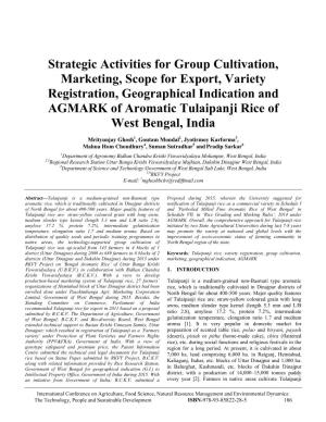 Strategic Activities for Group Cultivation, Marketing, Scope For