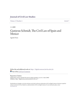 Gustavus Schmidt, the Civil Law of Spain and Mexico, 2 J