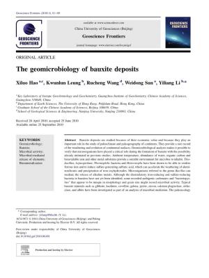 The Geomicrobiology of Bauxite Deposits