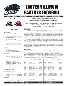 Eastern Illinois Panther Football