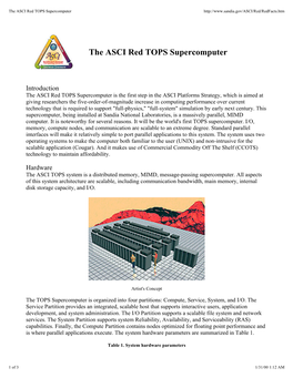 The ASCI Red TOPS Supercomputer