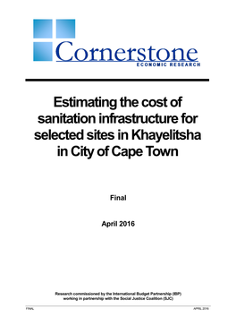 Estimating the Cost of Sanitation Infrastructure for Selected Sites in Khayelitsha in City of Cape Town