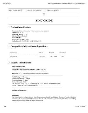 ZINC OXIDE ﬁle:///Users/ﬁlemaker/Desktop/MSDS%27S%202009/Zinc%20
