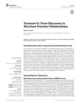 Tenascin-C: from Discovery to Structure-Function Relationships