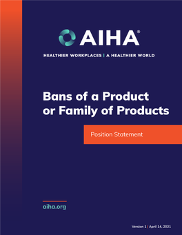 Bans of a Product Or Family of Products