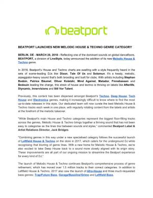 Beatport Launches New Melodic House & Techno Genre Category