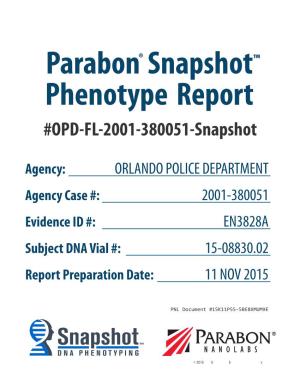Parabon® Snapshot™ Phenotype Report #OPD-FL-2001-380051-Snapshot