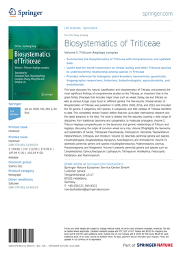 Biosystematics of Triticeae Volume I