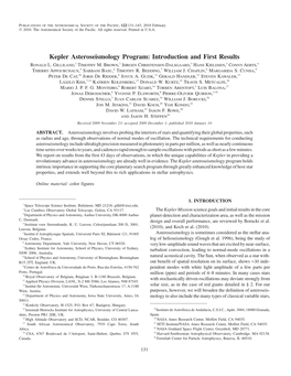 Kepler Asteroseismology Program: Introduction and First Results RONALD L