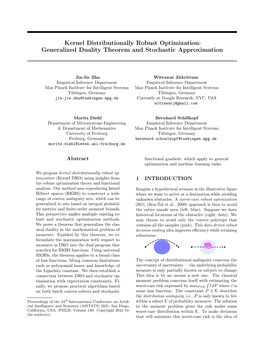 Kernel Distributionally Robust Optimization: Generalized Duality Theorem and Stochastic Approximation