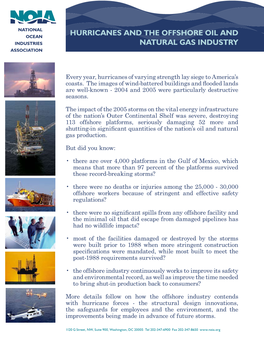 Hurricanes and the Offshore Oil and Natural Gas Industry