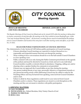 CITY COUNCIL Meeting Agenda