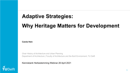 Adaptive Strategies: Why Heritage Matters for Development