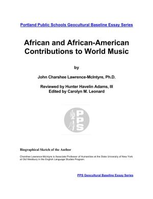 African and African-American Contributions to World Music