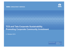 TCS and Tata Corporate Sustainability Promoting Corporate Community Investment