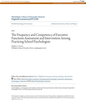 The Frequency and Competency of Executive Functions Assessment