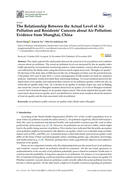 The Relationship Between the Actual Level of Air Pollution and Residents’ Concern About Air Pollution: Evidence from Shanghai, China