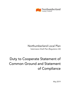 Duty to Cooperate Statement of Common Ground and Statement of Compliance