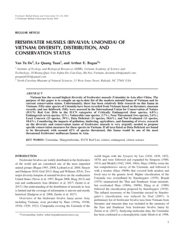 Freshwater Mussels (Bivalvia: Unionida) of Vietnam: Diversity, Distribution, and Conservation Status