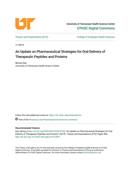 An Update on Pharmaceutical Strategies for Oral Delivery of Therapeutic Peptides and Proteins