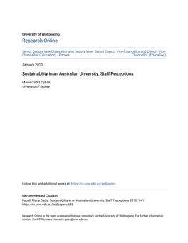 Sustainability in an Australian University: Staff Perceptions