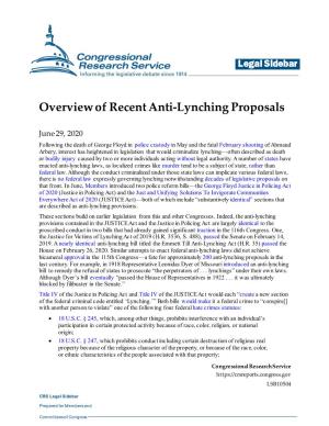 Overview of Recent Anti-Lynching Proposals