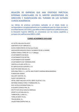 Relación De Empresas Que Han Ofertado Prácticas