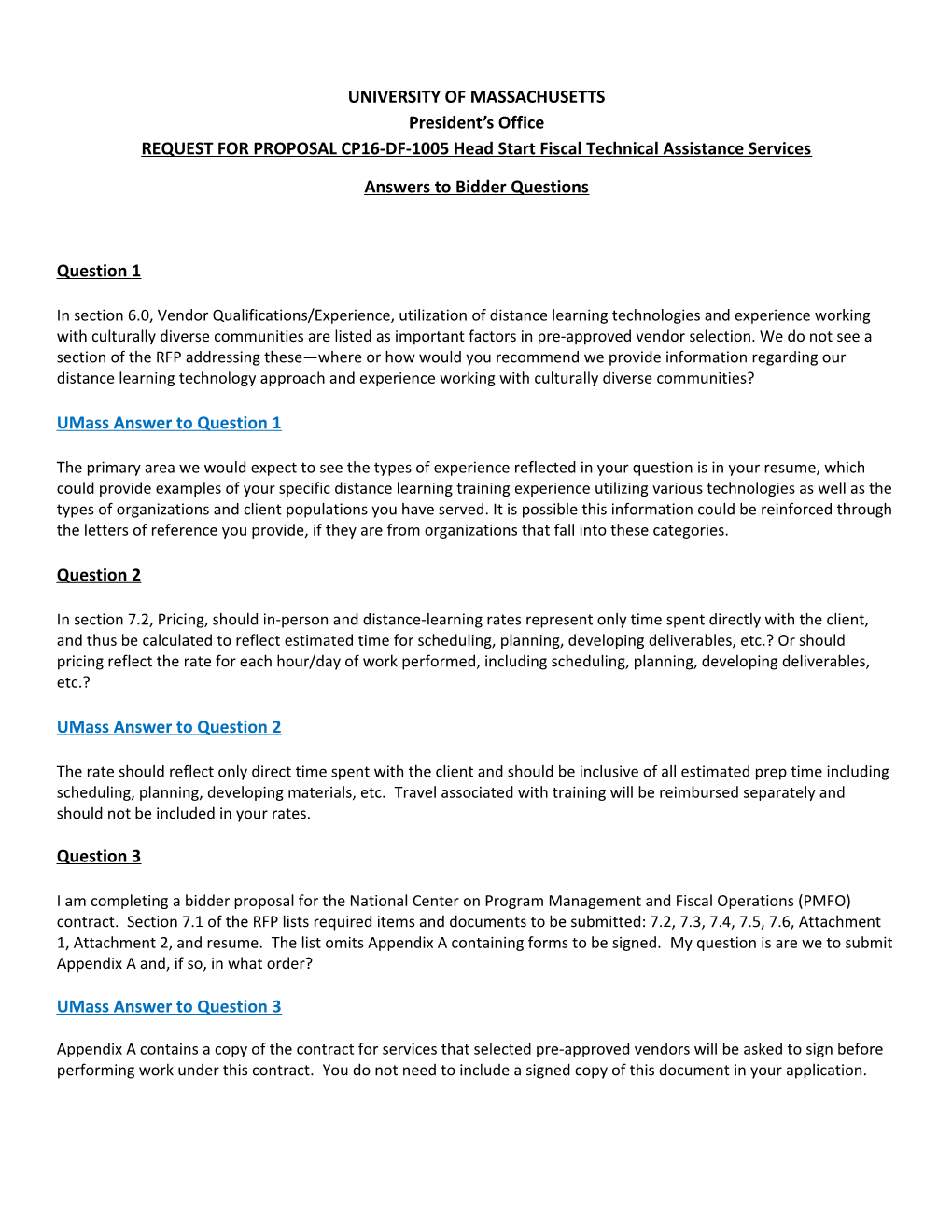 REQUEST for PROPOSAL CP16-DF-1005 Head Start Fiscal Technical Assistance Services