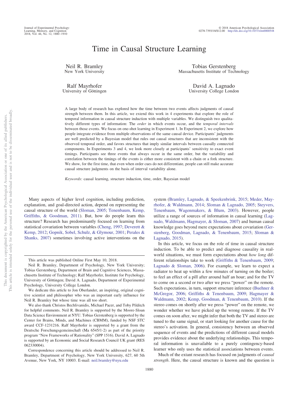 Time in Causal Structure Learning