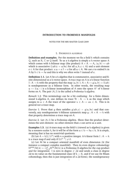 Introduction to Frobenius Manifolds