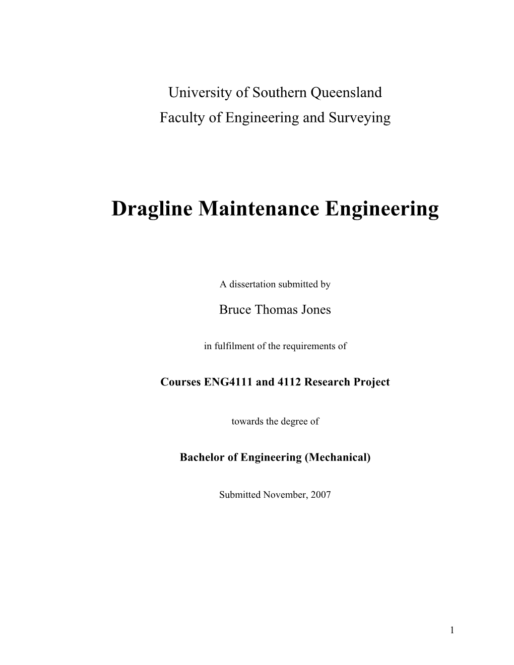 Dragline Maintenance Engineering