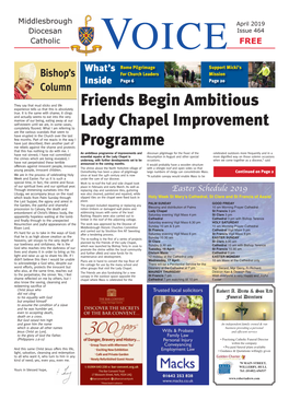 April 2019 Diocesan Issue 464 Catholic VOICE FREE What’S Rome Pilgrimage Support Micki's Bishop’S for Church Leaders Mission Inside Page 6 Page 20 Column
