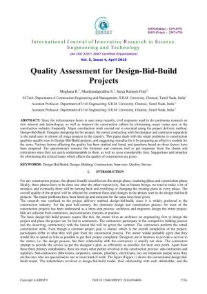 Quality Assessment for Design-Bid-Build Projects