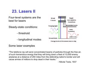23. Lasers II Four-Level Systems Are the Best for Lasers