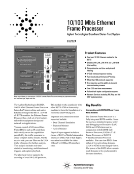 10/100 Mb/S Ethernet Frame Processor Agilent Technologies Broadband Series Test System