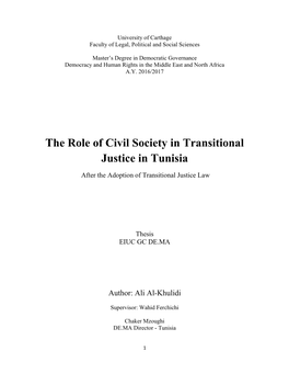 The Role of Civil Society in Transitional Justice in Tunisia