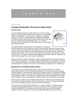 Terabyte Sneakernet: the Carry-On Data Center by Drew Hamre