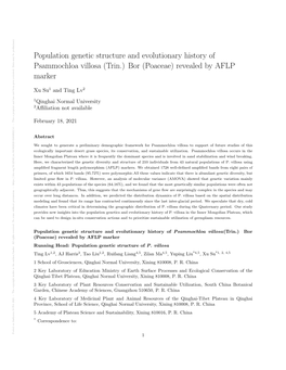 Population Genetic Structure and Evolutionary History Of