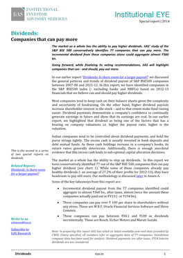 Institutional EYE Special Report | 2014