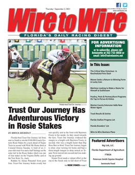 Trust Our Journey Has Adventurous Victory in Rosie Stakes