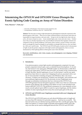 Intermixing the OPN1LW and OPN1MW Genes Disrupts the Exonic Splicing Code Causing an Array of Vision Disorders