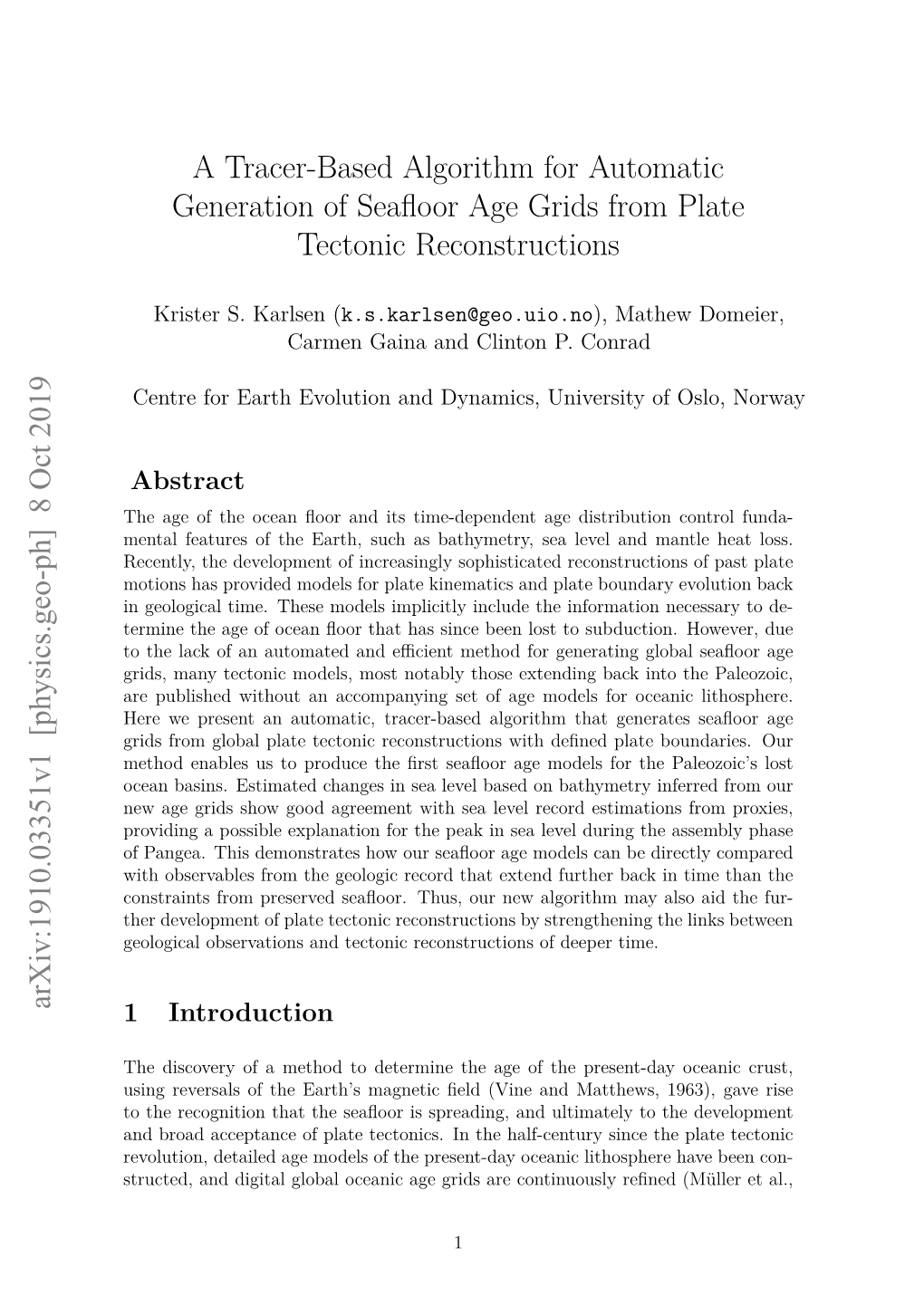 A Tracer-Based Algorithm for Automatic Generation of Seafloor