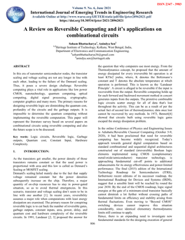 A Review on Reversible Computing and It's Applications on Combinational Circuits