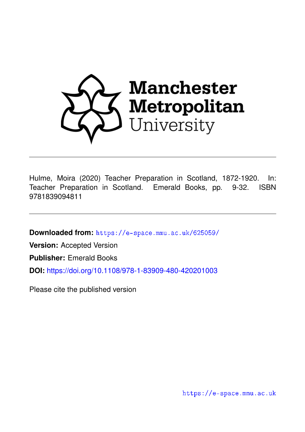 (2020) Teacher Preparation in Scotland, 1872-1920. In: Teacher Preparation in Scotland