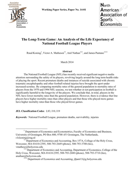An Analysis of the Life Expectancy of National Football League Players