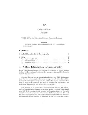 Contents 1 a Brief Introduction to Cryptography