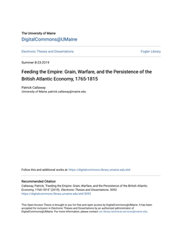 Grain, Warfare, and the Persistence of the British Atlantic Economy, 1765-1815
