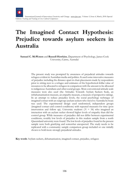 The Imagined Contact Hypothesis: Prejudice Towards Asylum Seekers in Australia