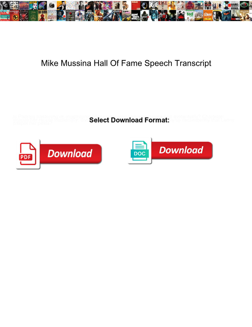 Mike Mussina Hall of Fame Speech Transcript